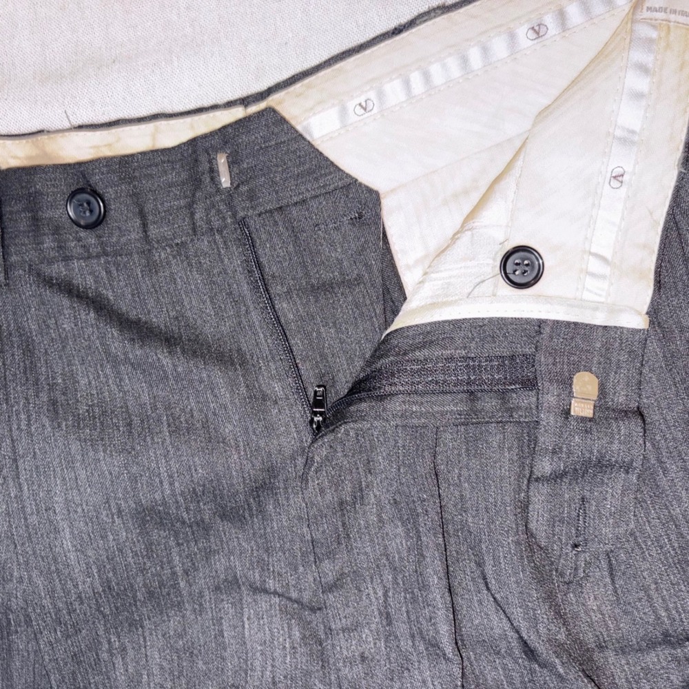 Valentino Uomo Charcoal Grey Wool Pleated Trousers Bergdorf Goodman Mens 32x28.5 - Picture 5 of 9